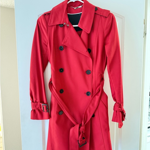 White House black market Double breasted trench- XS Red - Picture 1 of 5